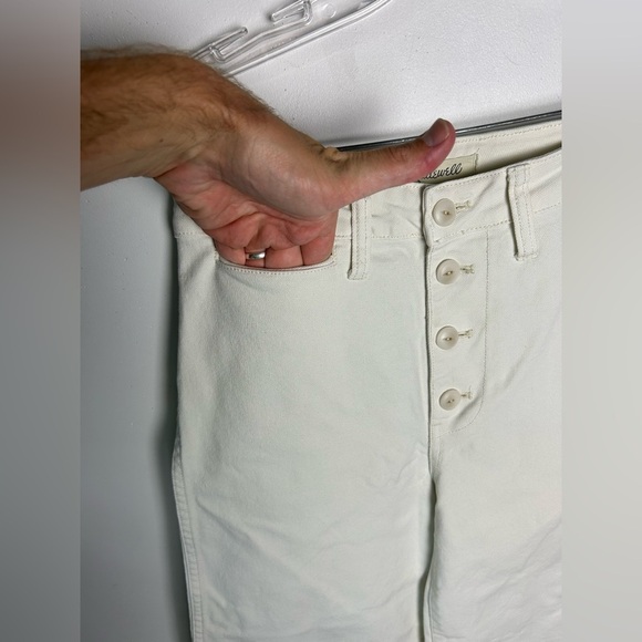 Madewell Size 25 Wide Leg Button Fly Denim Jeans Tan Off White Old Money - Picture 5 of 14